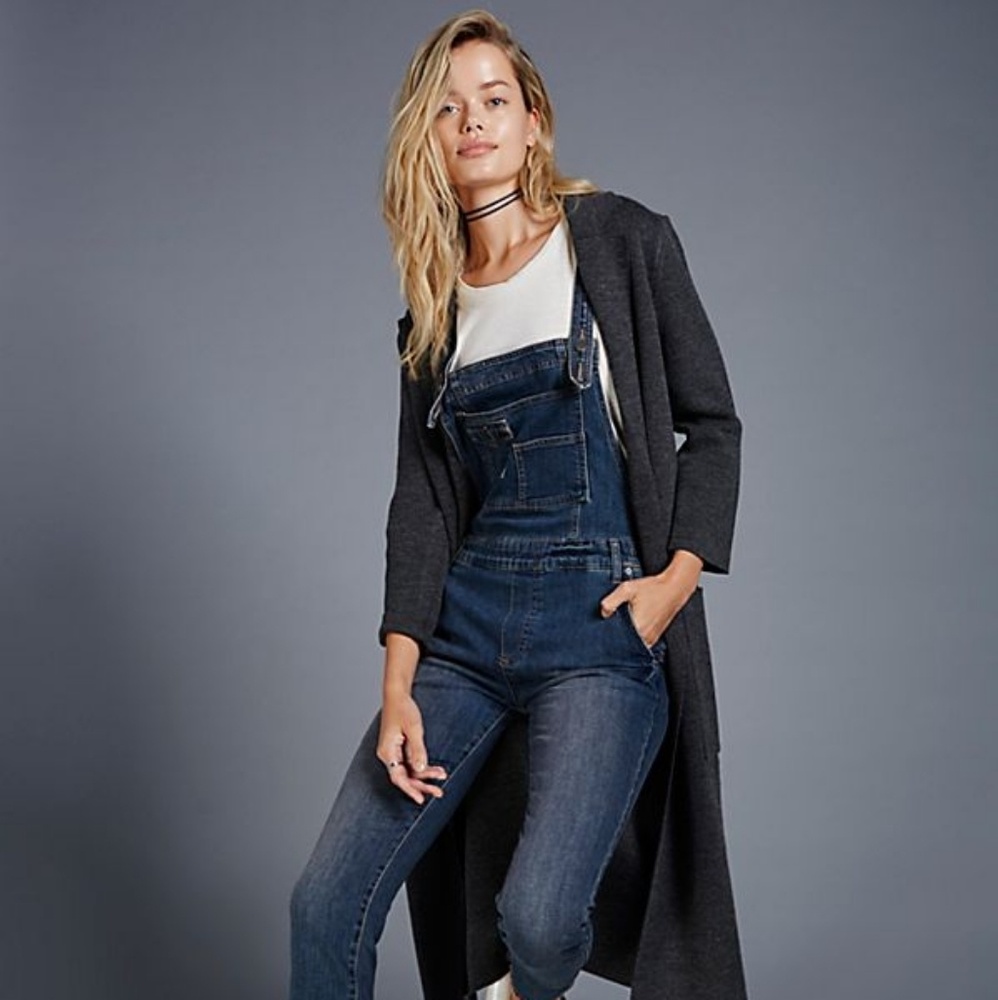 Free People Washed Denim Overalls